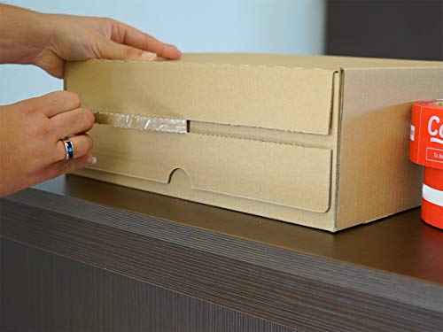 Cajeando | Pack de 10 Cajas de Cartón para Envíos (Caja Boomerang Doble Envío) | Tamaño 35 x 25 x 13 cm | Color Marrón | Permite Hacer Dos Envíos en Uno | Mudanzas | Fabricadas en España