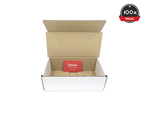 Cajeando | Pack de 100 Cajas de Cartón Automontables | Tamaño 21 x 10 x 7 cm | Canal Simple y Color Blanco | Para Mudanzas y Envíos | VARIOS PACKS | Fabricadas en España