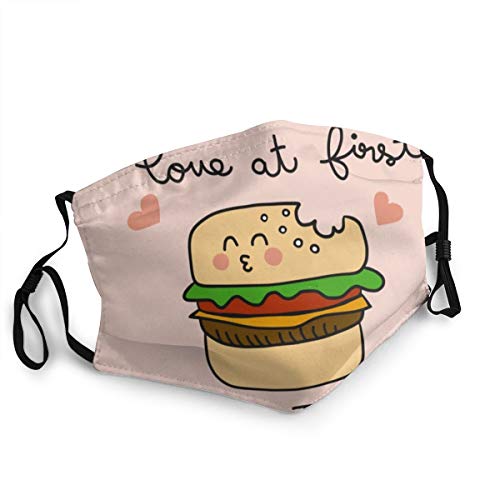 Calcetines de almohada cara cubierta reutilizable,Love At First Bite Lindo Burger lavable paño,Cubierta facial,Par cómodo máscara lavable