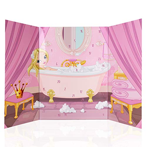 Calendario de Adviento de princesa de Accentra, para niñas, con 24 productos de cuidado corporal y de baño, productos cosméticos para una época de Adviento variada y elegante