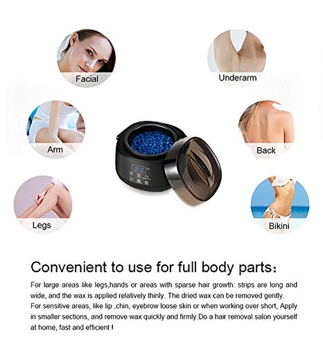 Calentador de cera Depilación, Calentador de cera digital con temperatura de ajuste automático para mujeres, hombres y aplicadores de cera para rostro, cuerpo, bikini, piernas con pantalla LED