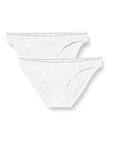 Calvin Klein 2pk Braguita de Bikini, Blanco (White/White 100), (Talla del Fabricante: Large) para Mujer