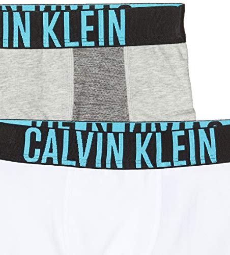 Calvin Klein 2pk Trunks Bañador, Gris (1greyheather/1white 0it), 14-15 años (Talla del Fabricante: 14-16) para Niños