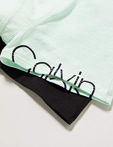 Calvin Klein 2pk Trunks Bañador, Verde (1mistyjade/1black 0ib), 8-9 años (Talla del Fabricante: 8-10) para Niños