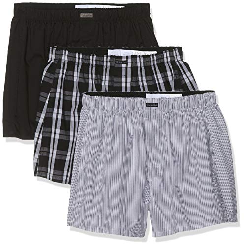 Calvin Klein Boxer WVN 3PK Calzoncillos, Negro (Blk/Morgan Plaid/Montague Stripe BMS), XL para Hombre