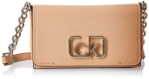 Calvin Klein - Ck Cast Sml Flap Xbody, Bolsos totes Mujer, Beige (Dark Sand), 7x16x15 cm (W x H L)