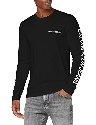 Calvin Klein Essential Instit LS tee Camisa, CK Black, XL para Hombre