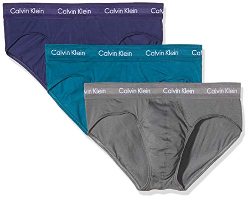 Calvin Klein Hip Brief 3PK Bóxer, Azul (Astral Aura/Corsair/Grey Smoke Slz), Medium (Pack de 3) para Hombre