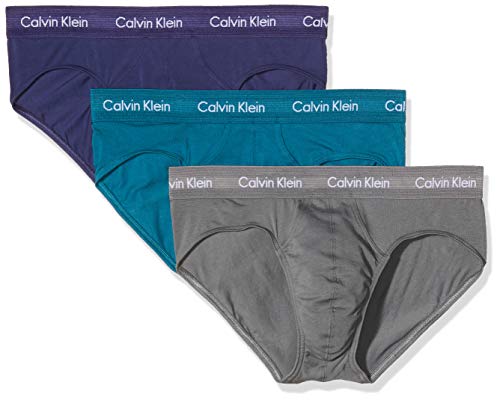 Calvin Klein Hip Brief 3PK Bóxer, Azul (Astral Aura/Corsair/Grey Smoke Slz), Medium (Pack de 3) para Hombre
