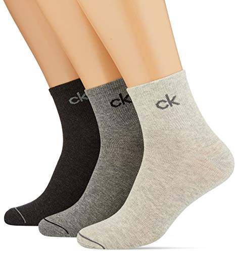 Calvin Klein Men Quarter 3p Nick Calcetines, gris, Talla única para Hombre