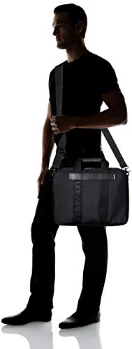 Calvin Klein NASTRO Logo Laptop Bag, Maletines para Hombre, Negro, OS