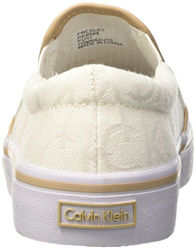 Calvin Klein Presley CK Logo Jacquard/VACCH, Zapatillas de Estar por casa para Mujer, Blanco Blanco Natural, 36 EU