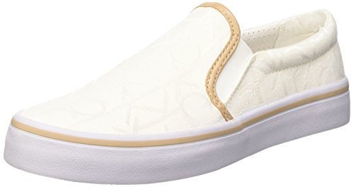 Calvin Klein Presley CK Logo Jacquard/VACCH, Zapatillas de Estar por casa para Mujer, Blanco Blanco Natural, 36 EU