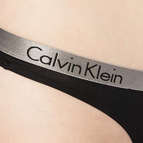 Calvin Klein Radiant Cotton-Thong Tanga, Negro (Black), Medium para Mujer