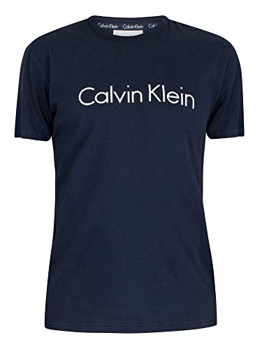 Calvin Klein S/S Crew Neck Camiseta de Pijama, Sombra Azul, L para Hombre