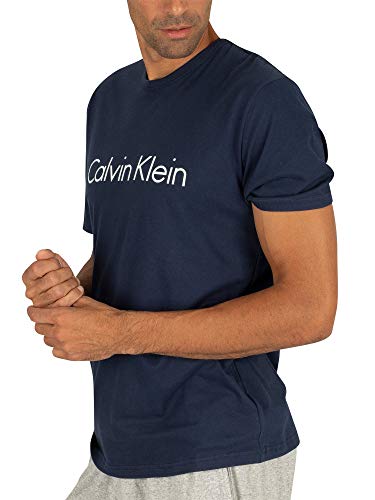 Calvin Klein S/S Crew Neck Camiseta de Pijama, Sombra Azul, L para Hombre