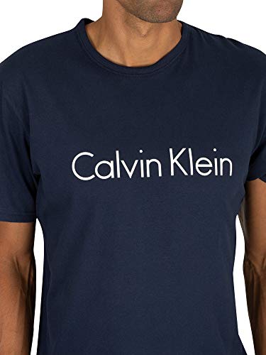 Calvin Klein S/S Crew Neck Camiseta de Pijama, Sombra Azul, L para Hombre