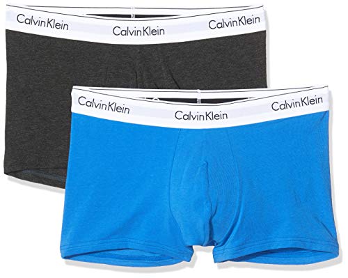 Calvin Klein Trunk 2pk Bañador, Azul (Charcoal Heather/Strong Blue Ljp), X-Large (Pack de 2) para Hombre