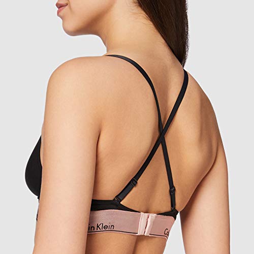 Calvin Klein Unlined Triangle Parte de Arriba de Bikini, Negro (Black W. Rose Gold Ground Gtc), 36 (Talla del Fabricante: X-Small) para Mujer