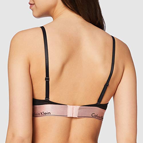 Calvin Klein Unlined Triangle Parte de Arriba de Bikini, Negro (Black W. Rose Gold Ground Gtc), 36 (Talla del Fabricante: X-Small) para Mujer