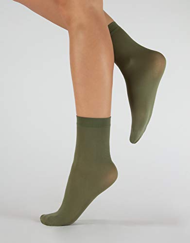 CALZITALY 4 PARES de Calcetines de Mujer | Mini Medias | Medias Cortas | Negro + Ocre + Rosa Palo + Verde | Talla Unica | 40 DEN | Made in Italy (Talla Unica, Multicolor)