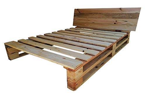 Cama de palets color madera Barnizada para colchón de 90 x 180, 190, 200 - Somier & Somieres & Base & estructuras de camas con pallet pallets pales