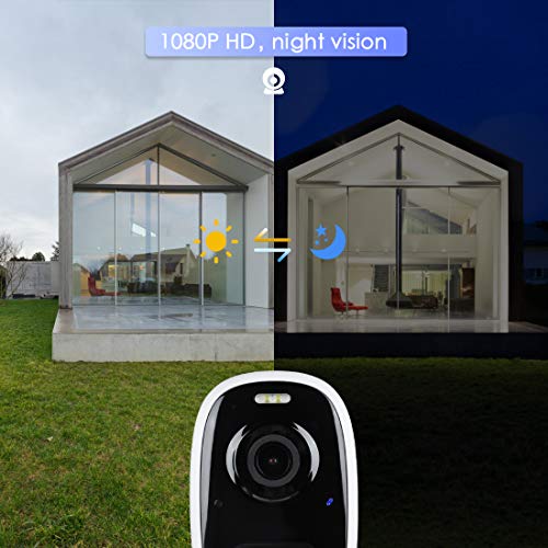 Cámara Vigilancia Exterior WiFi Batería Cámara IP Exterior, Camara Vigilancia WiFi Exterior1080p, Cámara de Batería con Detección de Movimiento Monitorización Remota vía PC/Smartphone/Tableta