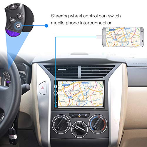 CAMECHO Bluetooth Car Estéreo 2 DIN 7 '' Pantalla táctil Reproductor MP5 Radio FM iOS/Android Teléfono Enlace de Espejo con Puerto AUX/Dual USB/SD + Control del Volante