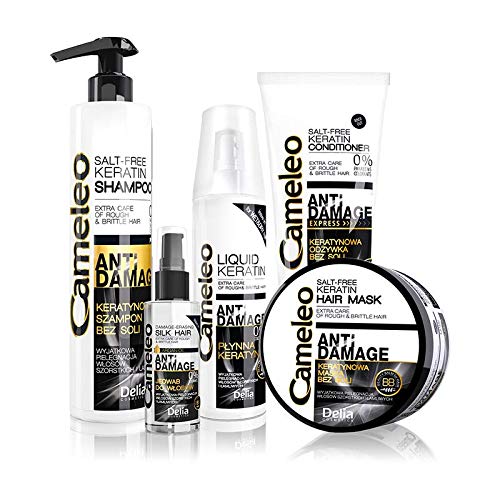 Cameleo Keratin Shampoo for Reconstruction of Extremely Damaged Hair - 0% Parabens, Salt & Colorants - PH 5,5 - 250ml by Cameleo