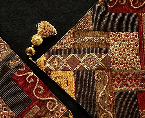 Camino de mesa Artbisons hecho a mano, color dorado, algodón, Golden Illusion, 13x72"