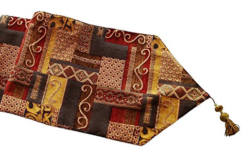 Camino de mesa Artbisons hecho a mano, color dorado, algodón, Golden Illusion, 13x72"