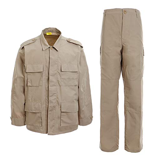 Camisa táctica de Manga Larga para Hombre-Juego Completo Camisa Militar para Hombre Camo Cargo Camisa de Combate al Aire Libre Chándal Conjunto Completo Pantalón Camuflaje Árbol-6-XL