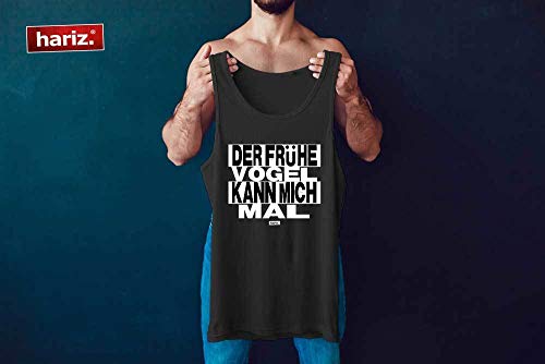 Camiseta de tirantes para hombre de Hariz, con texto en alemán "Der Frühe Vogel kann Mich Mal Sprüchen", color blanco y negro, tarjeta de regalo Rosa. XL