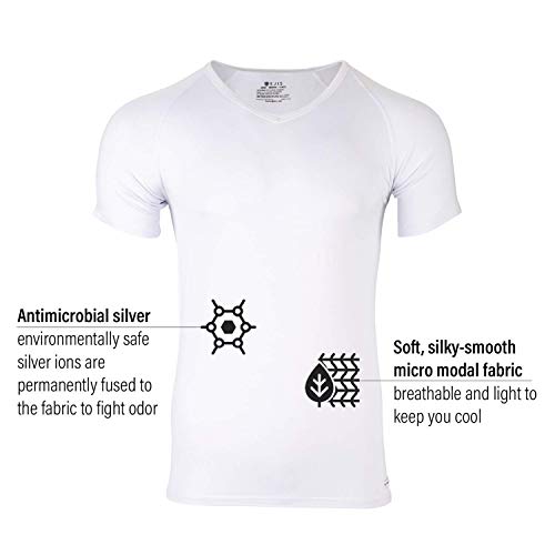 Camiseta Interior para Hombre Elis, Paquete de 3: Camisetas con Cuello de Pico Anti-Olor, Micro Modal (Small, Black)