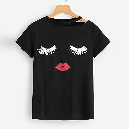 Camiseta Mujer Verano Moda Manga Corta Impresión Blusa Camisa Cuello Redondo Basica Camiseta Suelto Tops Casual Fiesta T-Shirt Original tee vpass