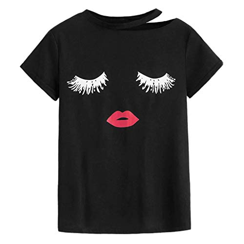 Camiseta Mujer Verano Moda Manga Corta Impresión Blusa Camisa Cuello Redondo Basica Camiseta Suelto Tops Casual Fiesta T-Shirt Original tee vpass