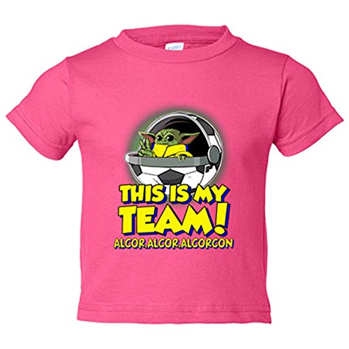 Camiseta niño parodia baby Yoda mi equipo de fútbol Alcorcón - Rosa, 3-4 años