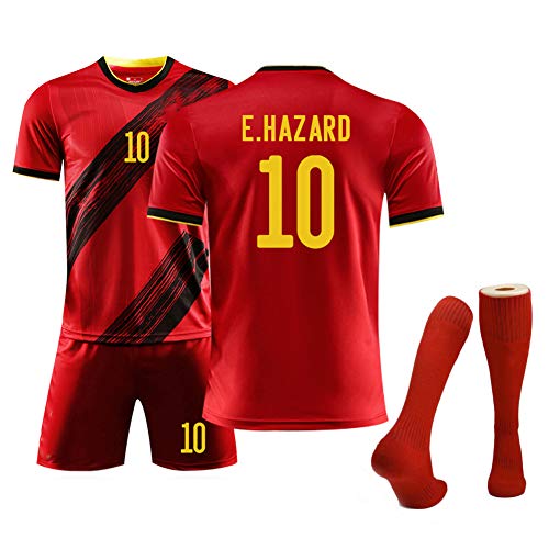 camisetas de fútbol Hombres y niños adultos, Hazard 10 Tielemans 8 Bruyne 7 camiseta de aficionados al fútbol, ​Trajes 2020 Uniformes del equipo Uniformes entrenamiento Con calcetines-Hazard 10-1