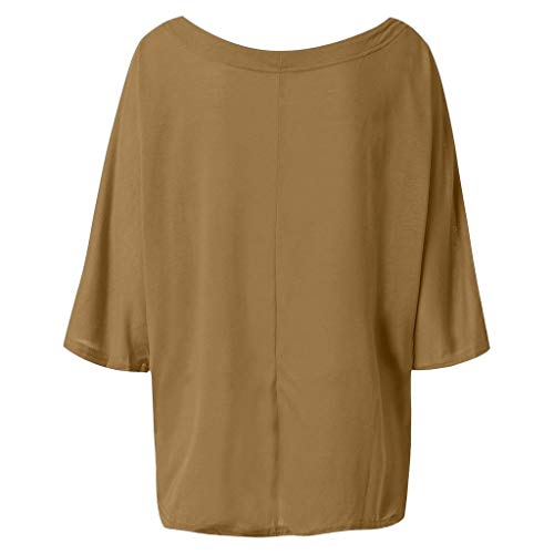 Camisetas Mujer Manga Corta SHOBDW Tops Verano Cuello En V Sexy Caftan Boho Blusa De Las Señoras Vestido Holgado Hippie De La Vendimia Suelto Cover Up Playa Mujer Talla Grande S-5XL(Caqui,5XL)