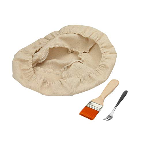 Canasta Panificadora Banneton | Canasta de masa para hornear Brotform | Masa De Ratán Rising Sourdough Set | Cepillo, forro y pan tenedor GRATIS | M&W (Redonda)