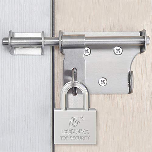 Candado con Llave, Diyife 2 Piezas Titanio de Servicio Pesado Candado de Seguridad con Un Grillete Largo Un Grillete Corto Chapado en Cromo Candado Antióxido Corte Resistente, Llave Diferente