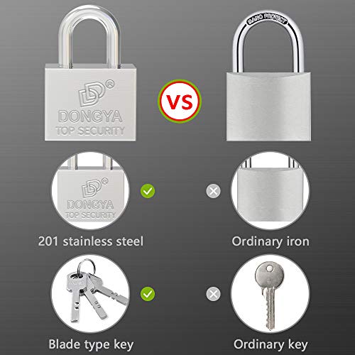 Candado con Llave, Diyife 2 Piezas Titanio de Servicio Pesado Candado de Seguridad con Un Grillete Largo Un Grillete Corto Chapado en Cromo Candado Antióxido Corte Resistente, Llave Diferente