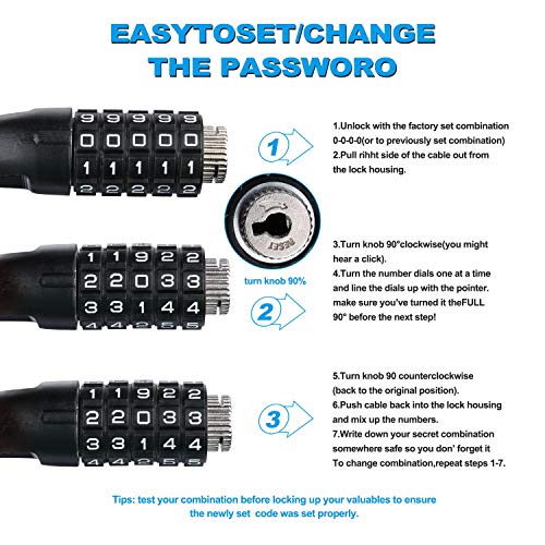 Candado de Bicicleta BIGO Seguridad Candado de Cable Mejor Combinación con Flexible montaje Cable de Bloqueo antirrobo alta seguridad para la bicicleta al Aire Libre 180cm X12mm