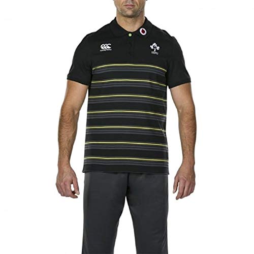 Canterbury Polo Ireland IRFU - Camisa Polo de algodón para Hombre - Polo de Rayas CCC de algodón CCC - Talla S