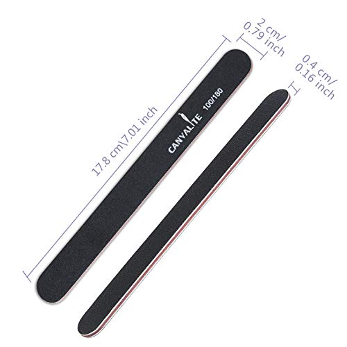 Canvalite 14 Piezas limas de uñas grano 180/100 profesionales limas de uñas de doble cara para manicura y pedicura de gel para el hogar y el salón