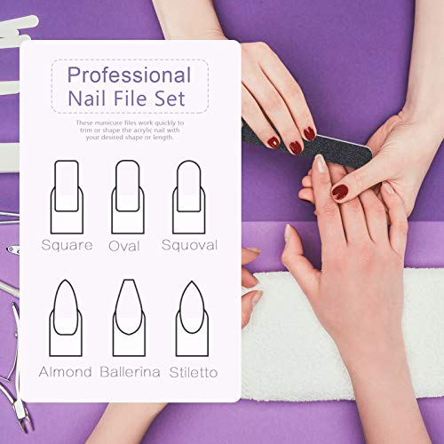 Canvalite 14 Piezas limas de uñas grano 180/100 profesionales limas de uñas de doble cara para manicura y pedicura de gel para el hogar y el salón