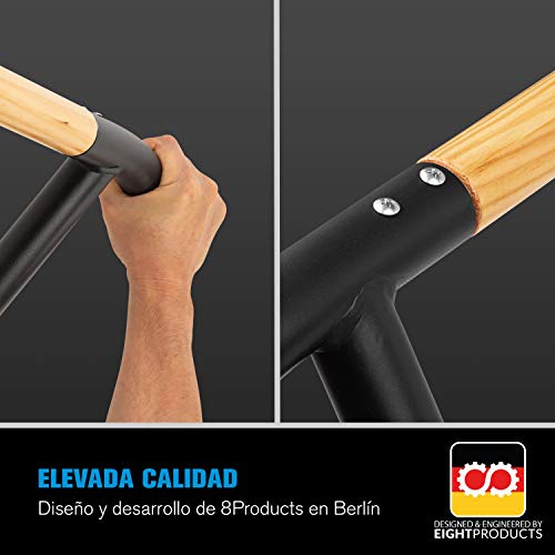 Capital Sports Shadow Barra de dominadas - Barra para Hacer dominadas Bicolor, Negro Barra de Madera y Acero con Revestimiento en Polvo para un Buen Agarre, 38 mm de diámetro