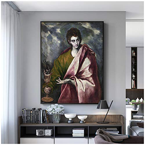 Capítulos de la Biblia Carteles e impresiones Arte de la pared Lienzo Pintura famosa Evangelios de San Juan Cuadro de pared para la sala de estar Decoración del hogar -50x75cm Sin marco