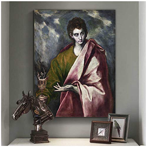 Capítulos de la Biblia Carteles e impresiones Arte de la pared Lienzo Pintura famosa Evangelios de San Juan Cuadro de pared para la sala de estar Decoración del hogar -50x75cm Sin marco