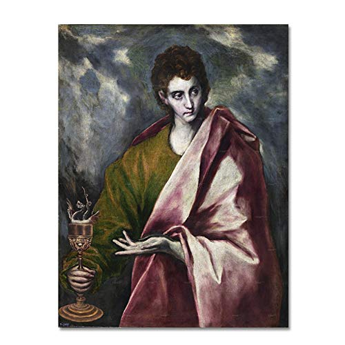 Capítulos de la Biblia Carteles e impresiones Arte de la pared Lienzo Pintura famosa Evangelios de San Juan Cuadro de pared para la sala de estar Decoración del hogar -50x75cm Sin marco